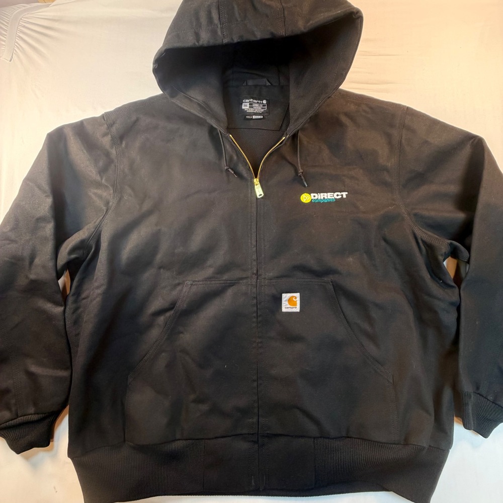 Carhartt J131 Active Jacket Mens 2XL Black Duck Canvas Hooded Workwear USA‎